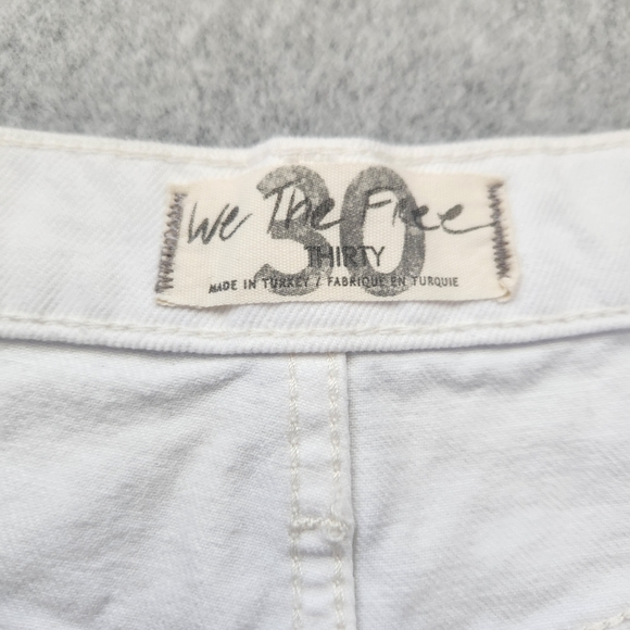 We the Free People Women Tapered Baggy Jeans White Sz 30 Distressed Hi-Rise NWT - Picture 7 of 12